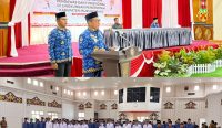 Bupati Murung Raya Heriyus,.S.E  melantik 148 pejabat administrator, pengawas dan fungsional, di Gedung Pertemuan Umum Tira Tangka Balang Puruk Cahu, Senin 16/3/2026 pagi.