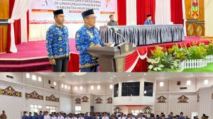 Bupati Murung Raya Heriyus,.S.E  melantik 148 pejabat administrator, pengawas dan fungsional, di Gedung Pertemuan Umum Tira Tangka Balang Puruk Cahu, Senin 16/3/2026 pagi.