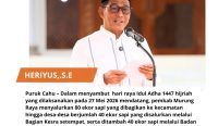 Sambutan Bupati Murung Raya Heriyus,.S.E penyerahan sapi qurban