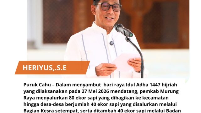 Sambutan Bupati Murung Raya Heriyus,.S.E penyerahan sapi qurban